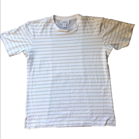 Coolibar UPF 50 Short Sleeve Striped Crewneck Tee M Mesh Back Hiking Outdoors - Picture 1 of 6